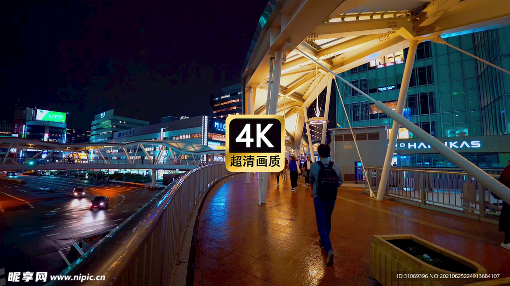 短视频素材夜晚城市街道建筑群