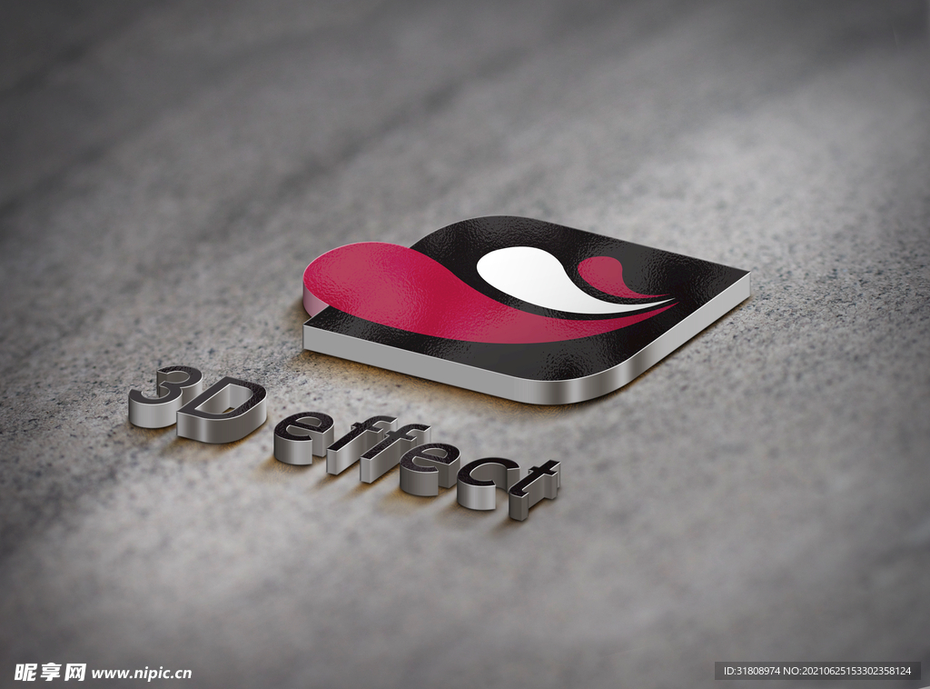 灰色墙体上金属立体logo样机