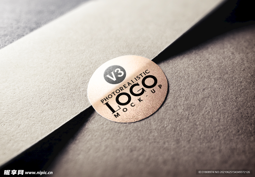 封口金色贴纸logo样机素材