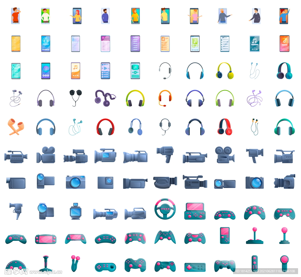 手机耳机摄像机手柄图标