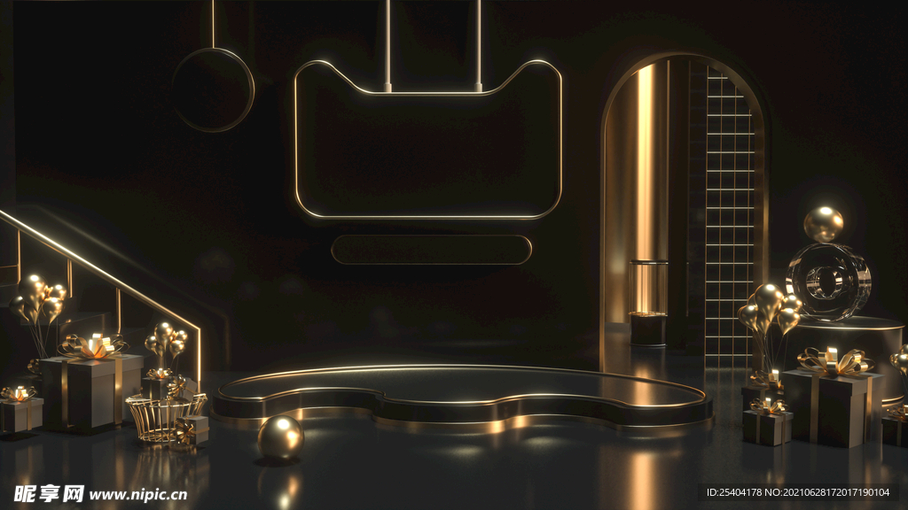 C4D黑金电商场景
