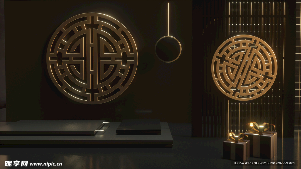 C4D黑金电商场景