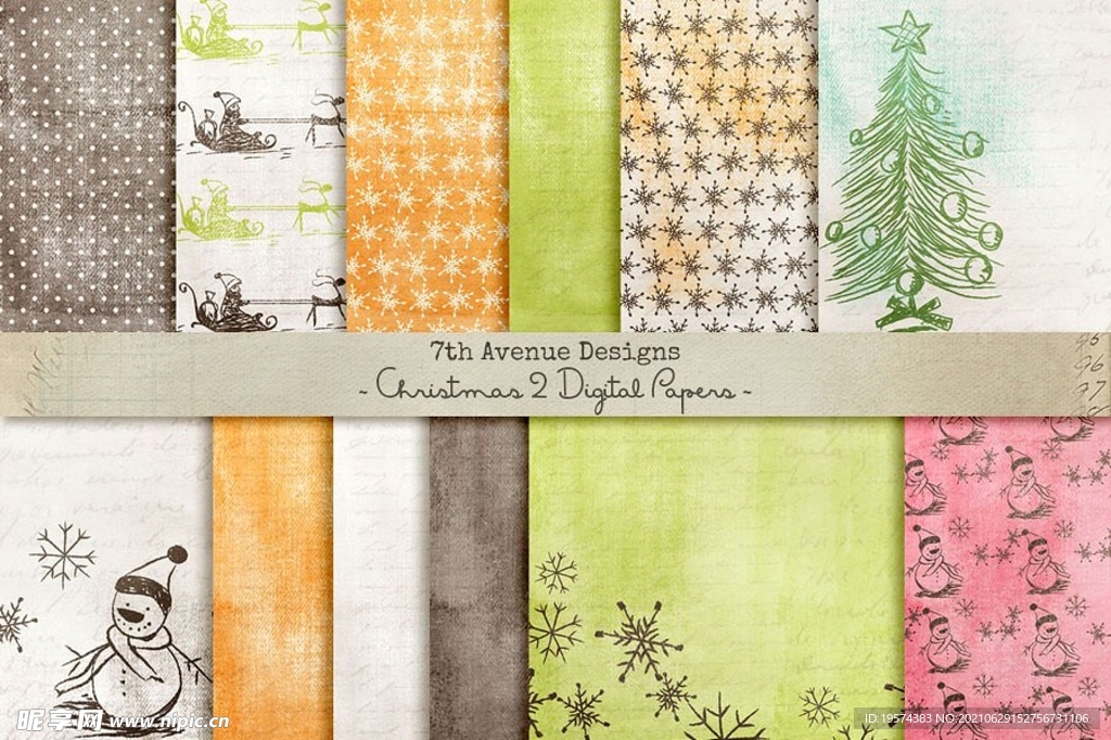 水彩效果复古底纹料设计花型做