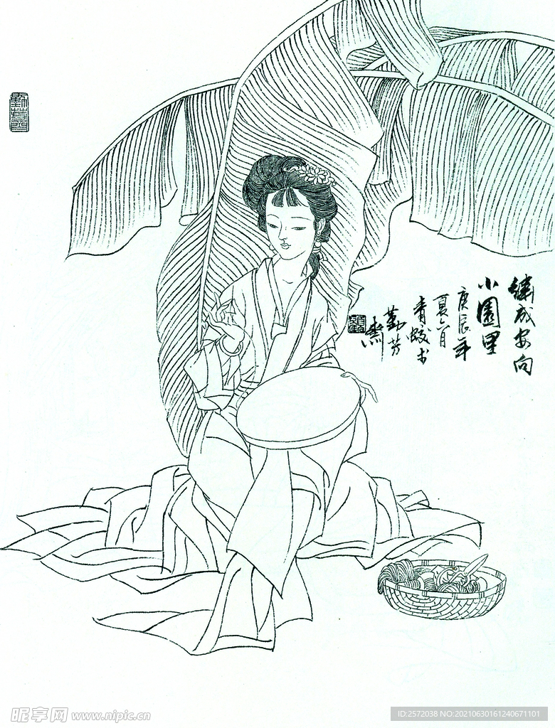 蕉荫仕女