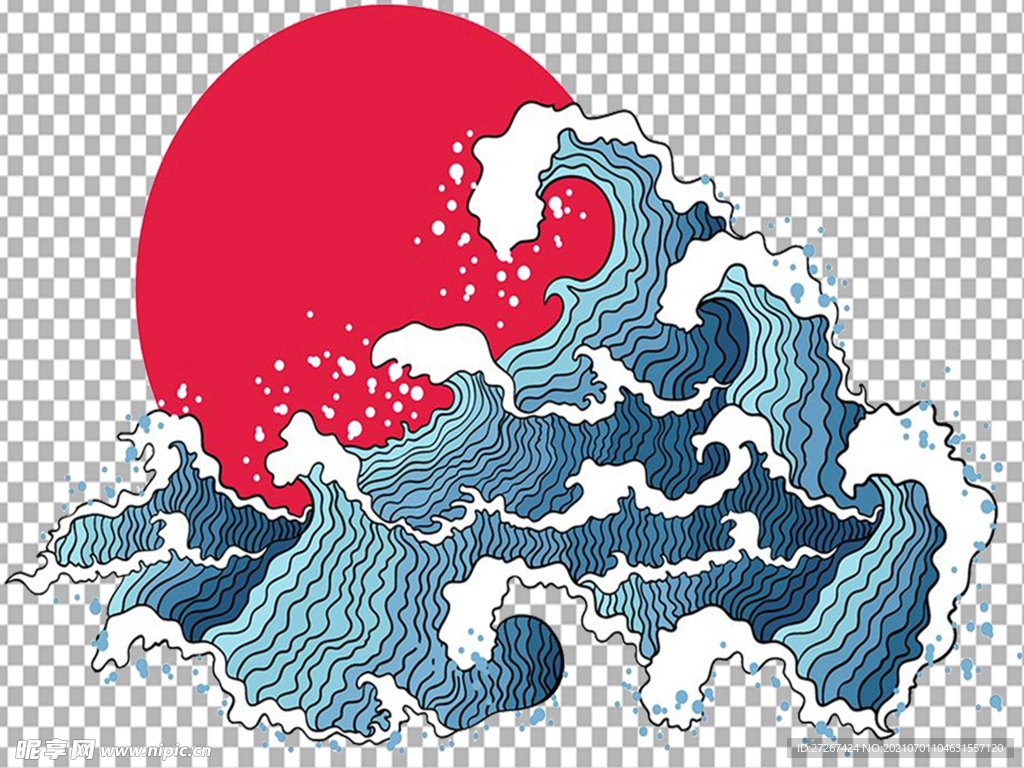 卡通海浪           