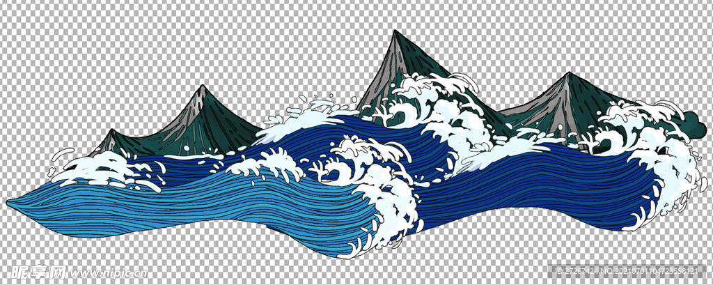 卡通海浪           