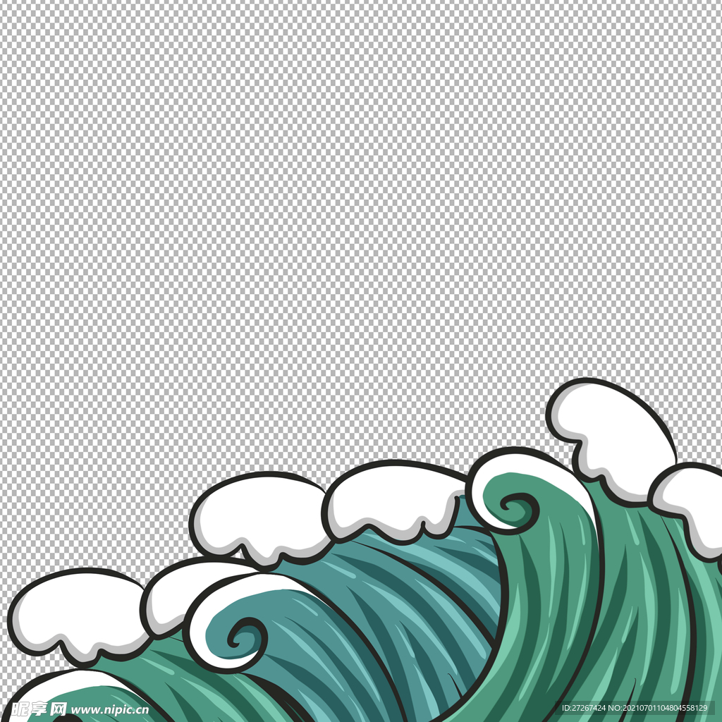 卡通海浪           