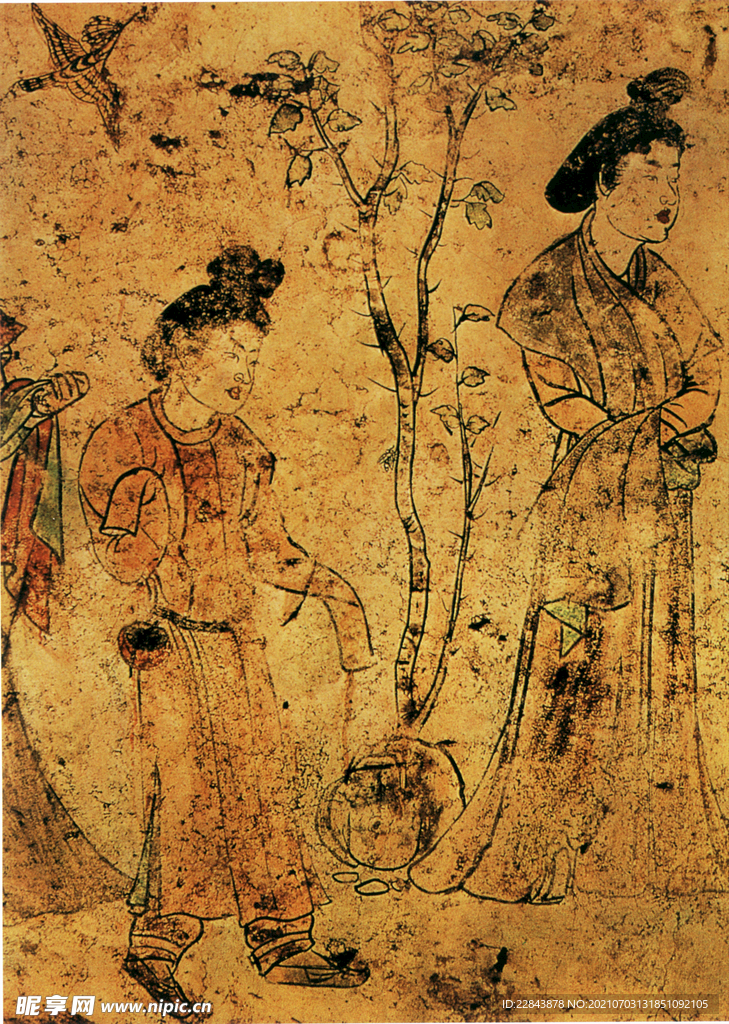 唐代彩绘 仕 