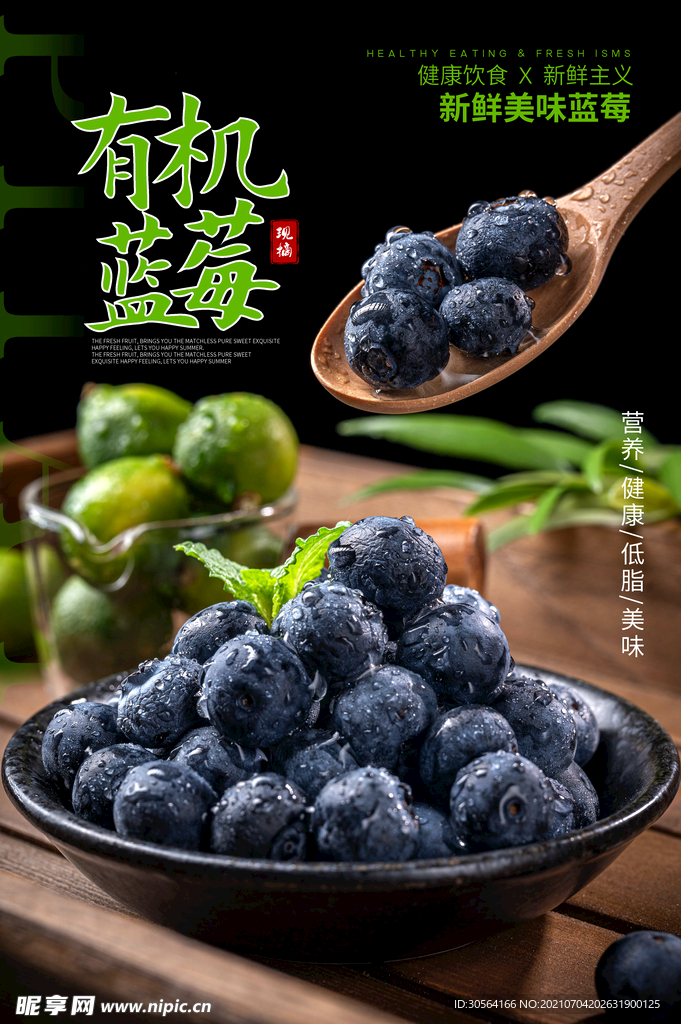 有机蓝莓水果活动宣传海报素材