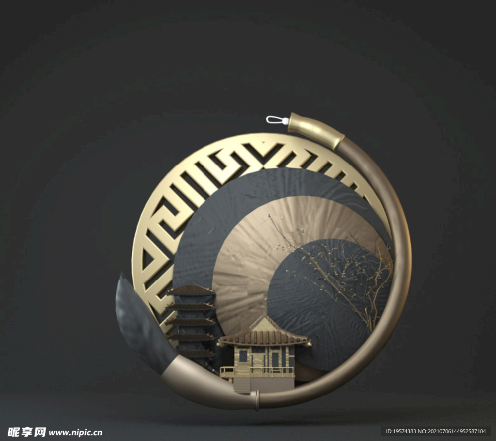C4D模型黑金风格电商立体场景