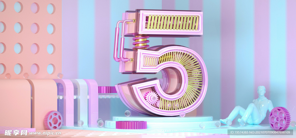 C4D模型小清新风格电商立体