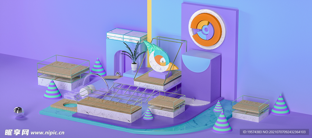 C4D模型小清新风格电商立体