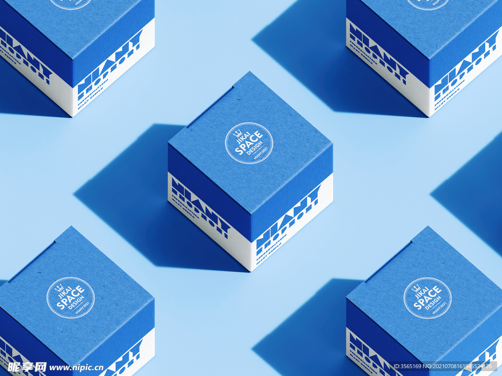 立方体盒子阵列摆放贴图样机