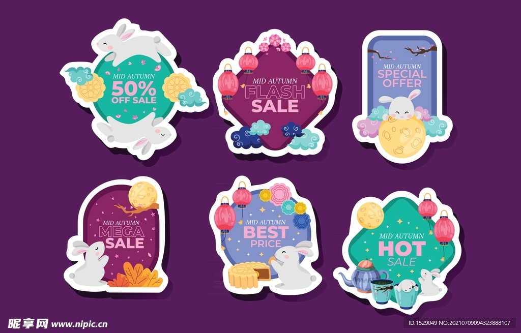 卡通中秋节标签 