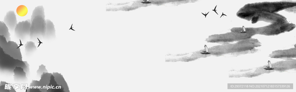 中国风水墨banner海报背景