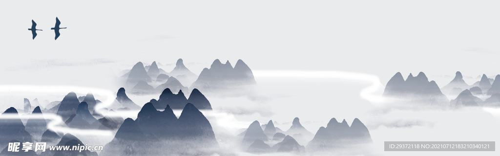 中国风水墨banner海报背景