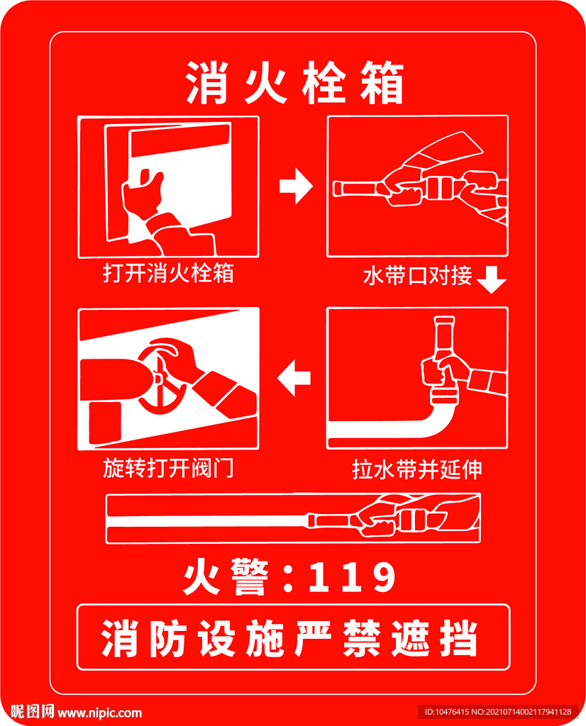 常用消防栓使用方法贴纸