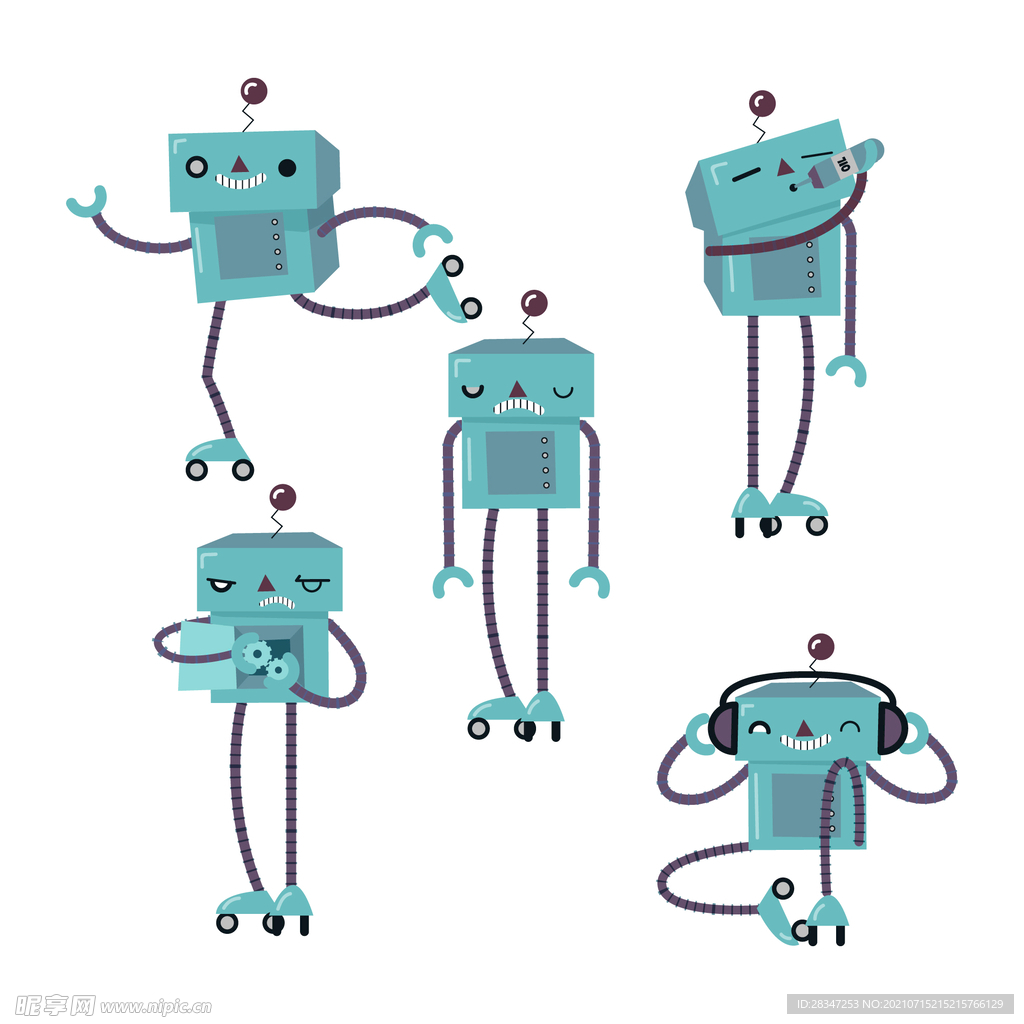 创意机器人动作矢量素材