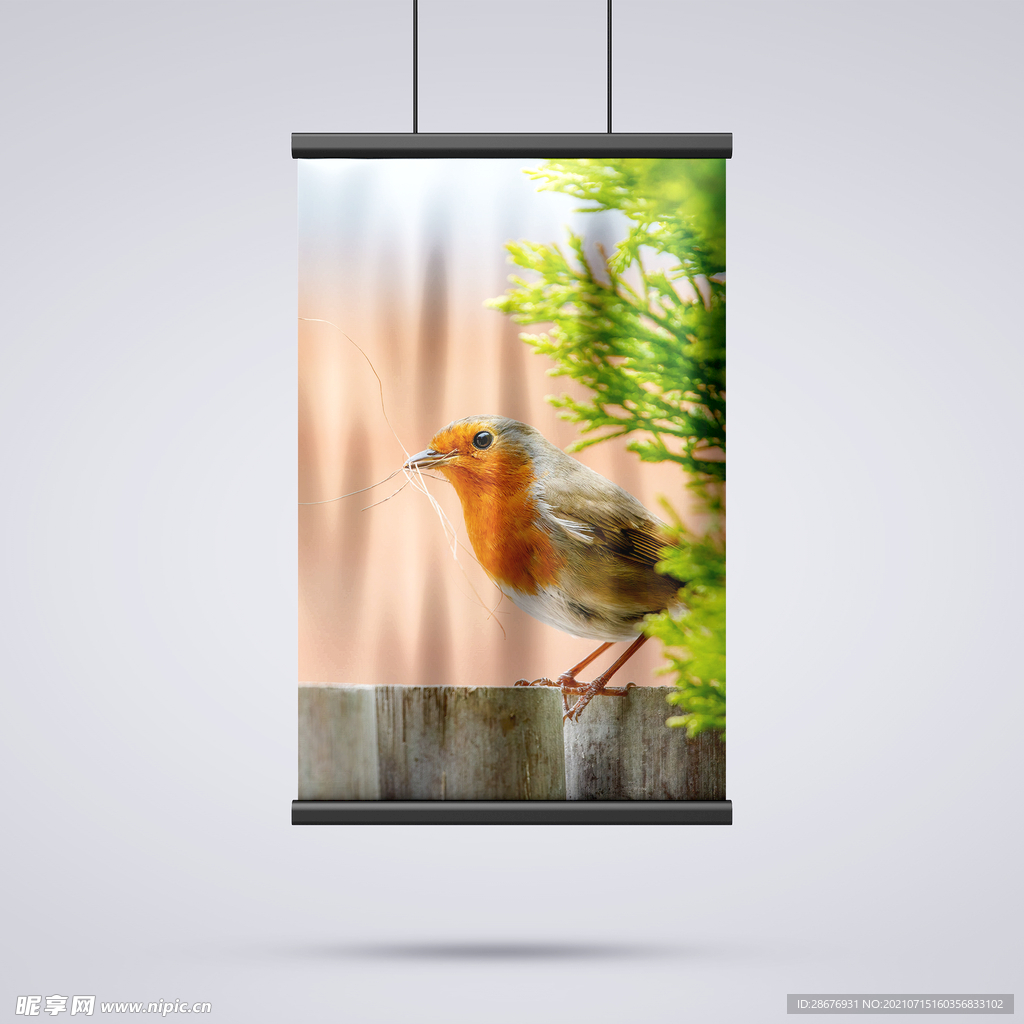 海报样机吊旗挂画效果图