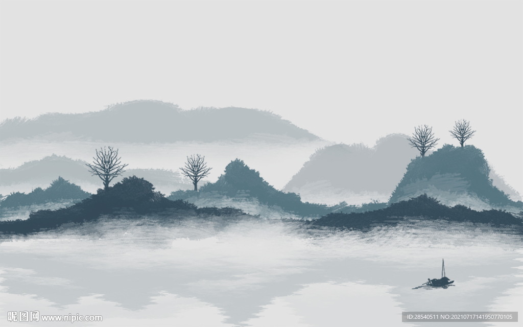新中式水墨山水图片