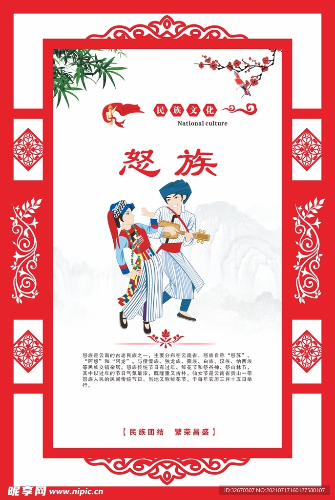 民族团结 民族文化宣传海报