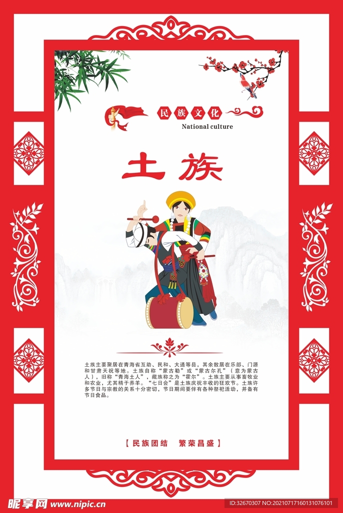 少数民族宣传标语海报 土族