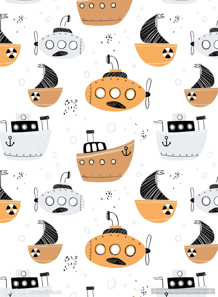 循环卡通图案 海洋元素