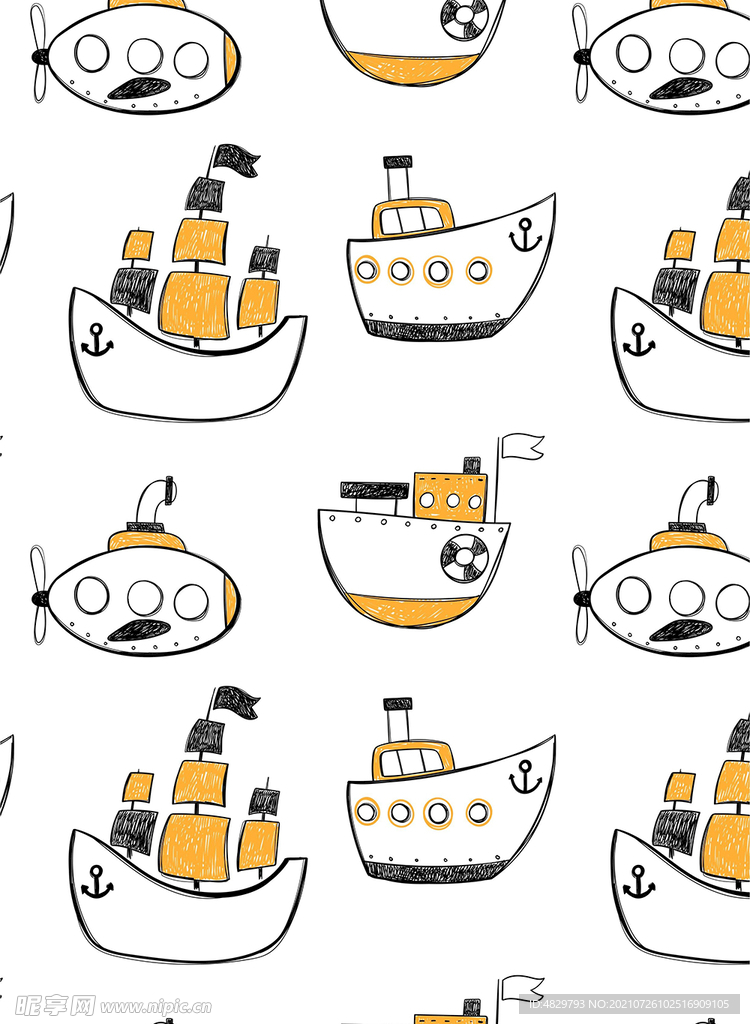 循环卡通图案 海洋元素