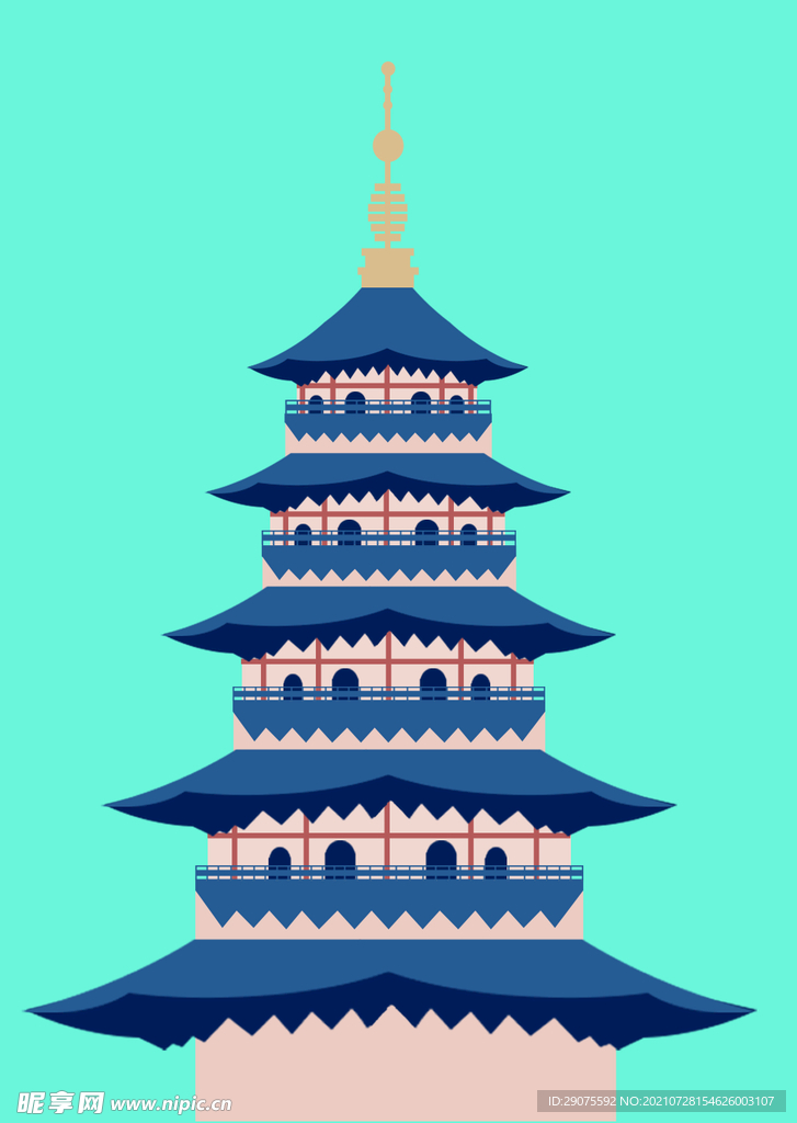 卡通3D雷峰塔