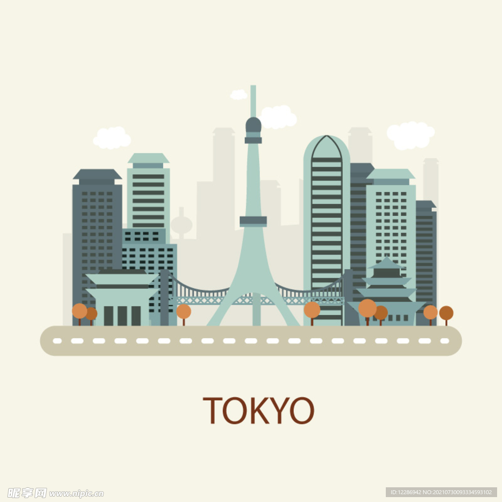 日本东京城市插画