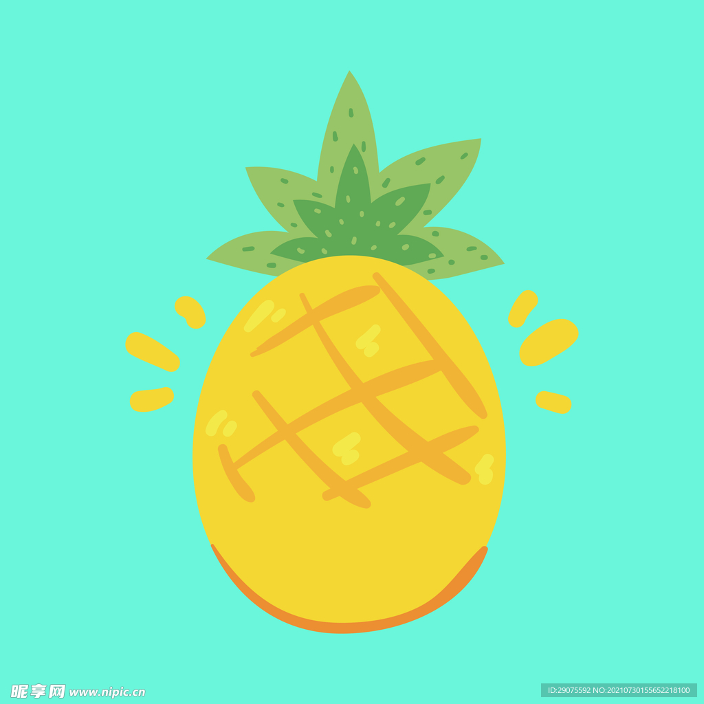 卡通手绘菠萝PNG素材