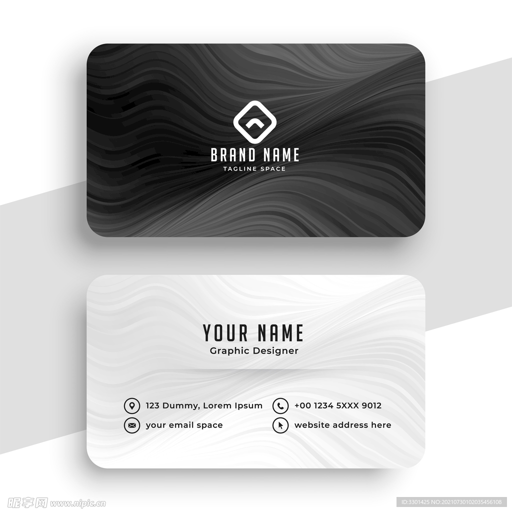 黑白极简名片模板设计