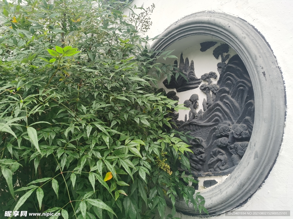 南方园林圆形砖雕艺术建筑