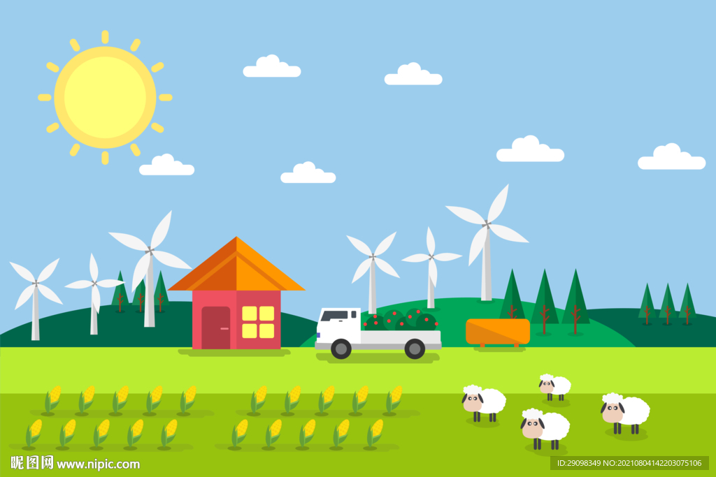 扁平牧场庄园素材