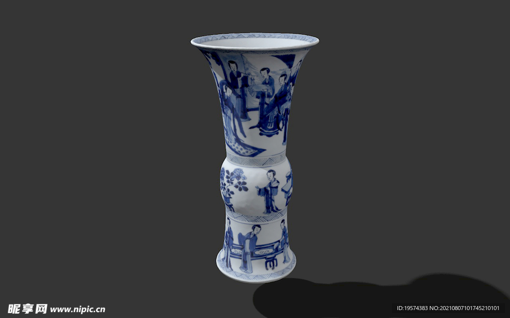 C4D模型中国古代青花瓷花瓶