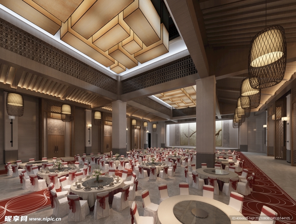酒店中式宴会厅3d模型