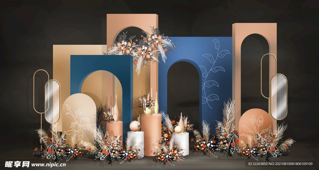 莫兰迪撞色极简风婚礼效果图