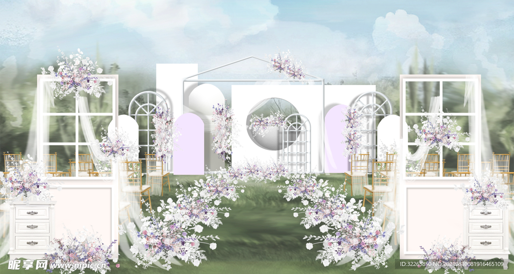 户外韩式极简风婚礼效果图