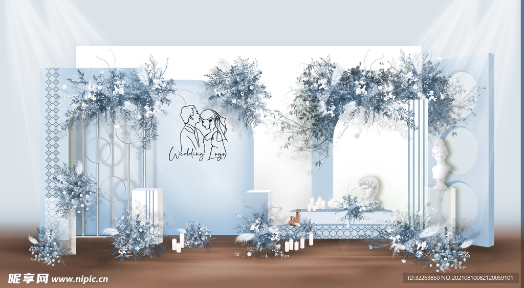 韩式雾霾蓝主舞台效果图