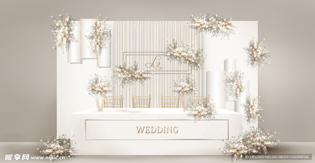 简约现代风婚礼签到区效果图