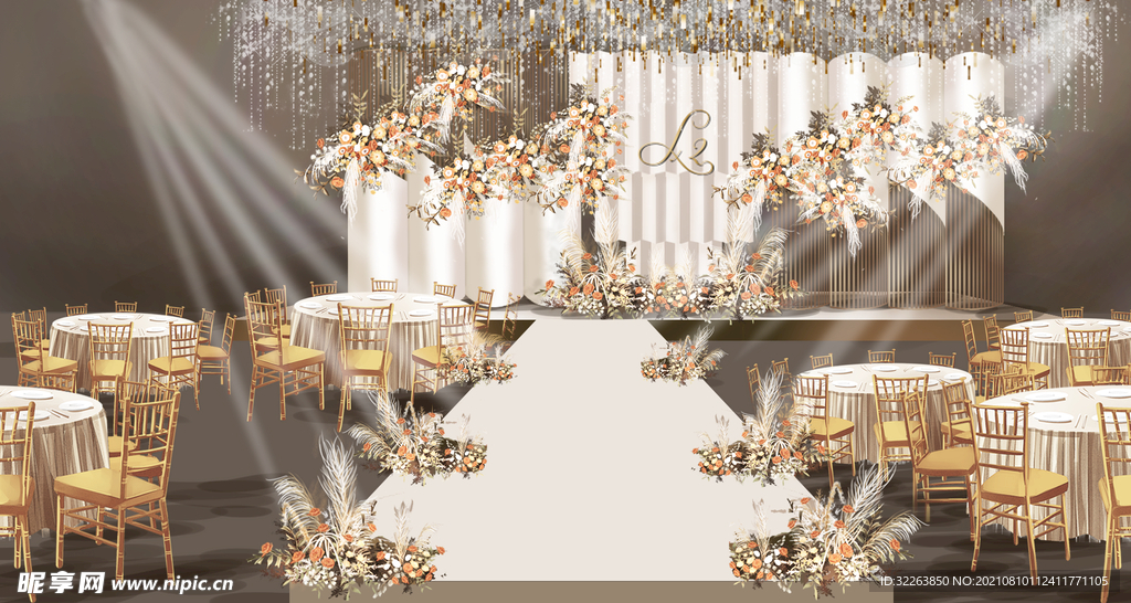 现代香槟色质感大气婚礼效果图