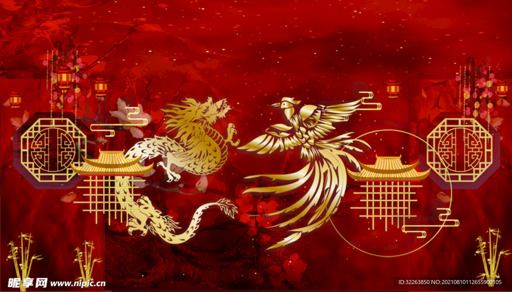 中式大气汉唐风格LED大屏素材