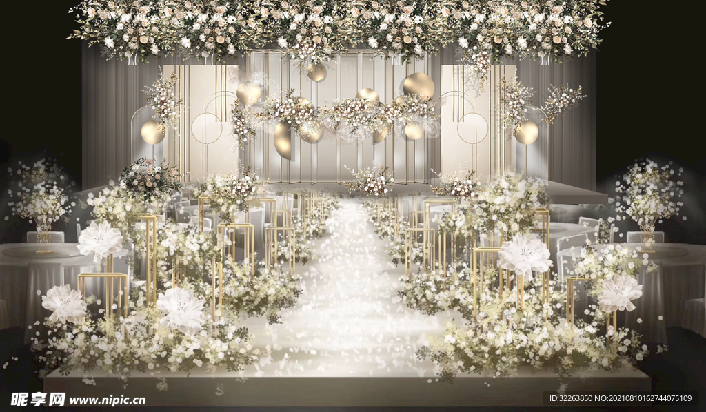 香槟色条纹感婚礼效果图