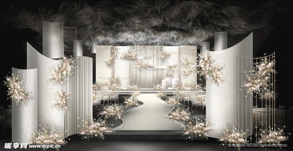 白色简约现代风婚礼效果图