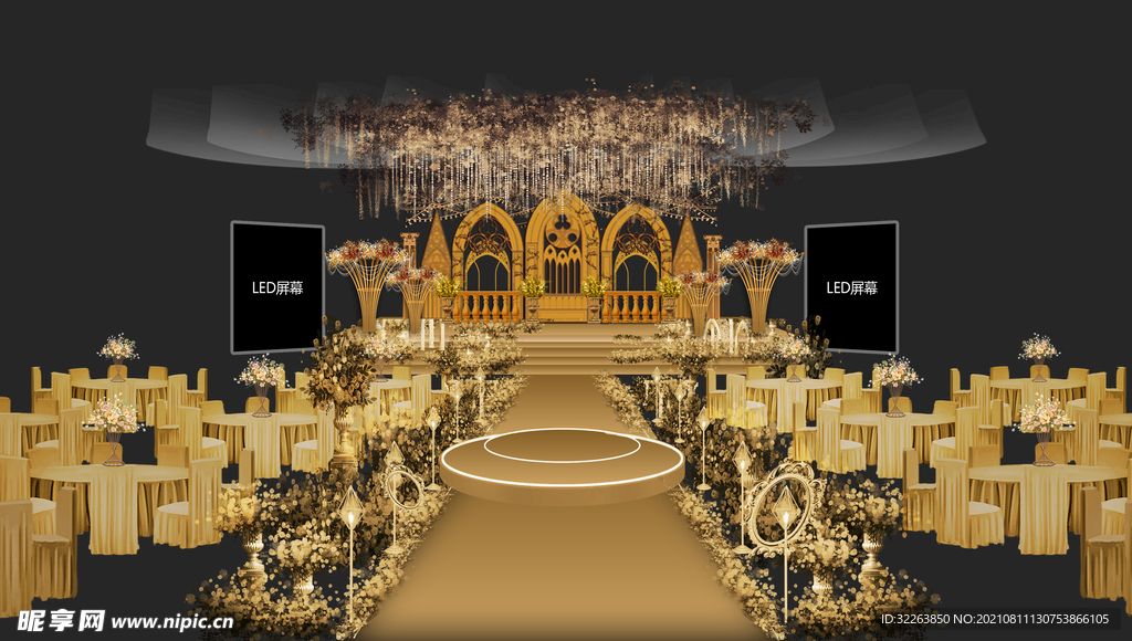 香槟金色欧式婚礼效果图