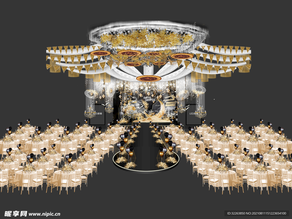 黑金色系高级生日宴效果图