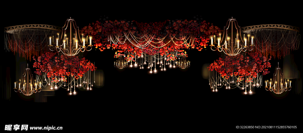 红金色系复古风婚礼效果图吊项