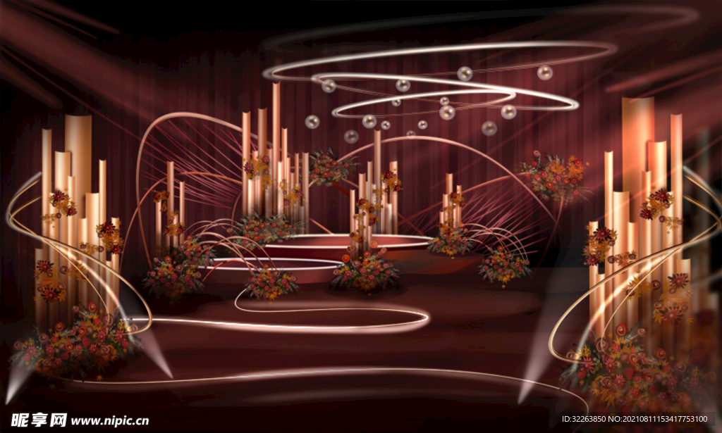 红金色系复古风婚礼效果图