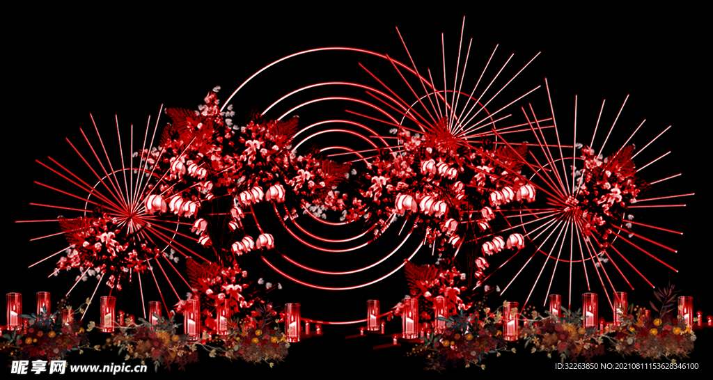 红黑色系秀场风婚礼效果图