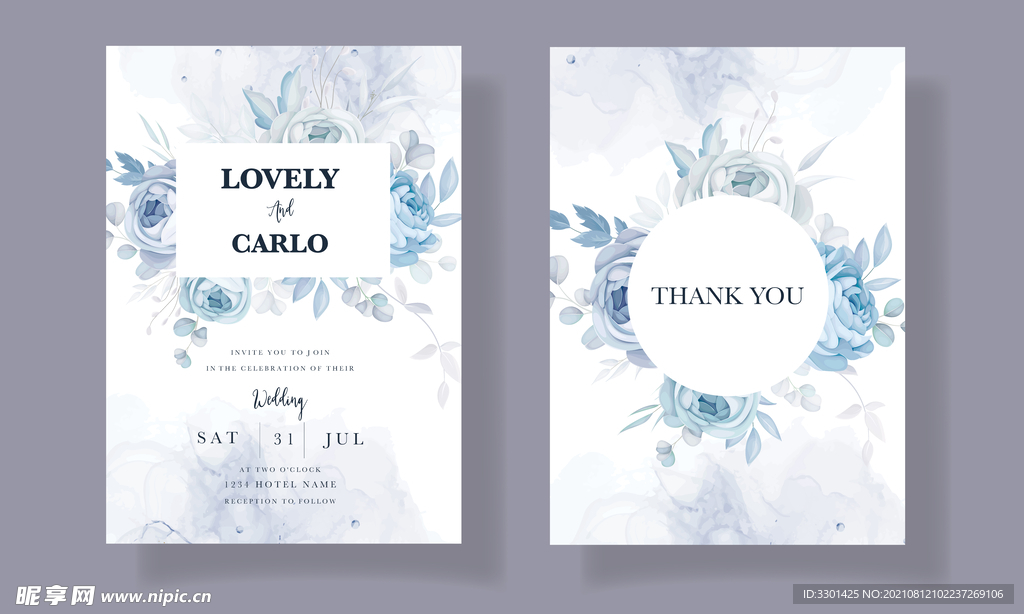 文艺小清新婚礼邀请卡